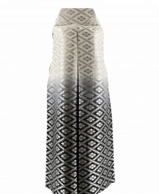 男性用袴単品レンタル(成人式・結婚式・卒業式)白黒ぼかし・銀の菱文様[身長170cm]No.135